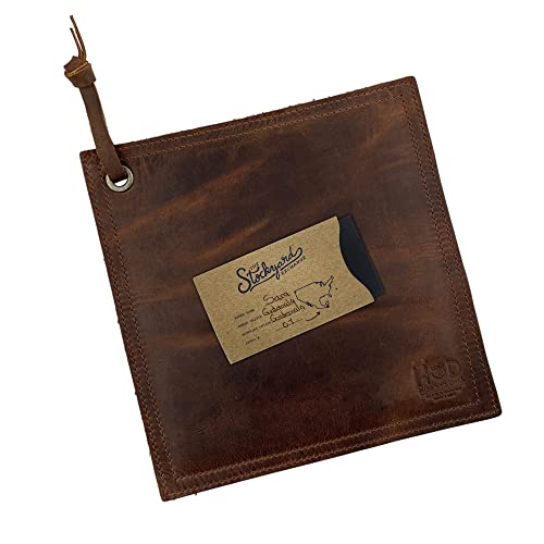 Rustic Leather Hot Pot Pad (Potholder), Double Layered, Double Stitched And Handmade By Hide & Drink :: Bourbon Brown #TOP6