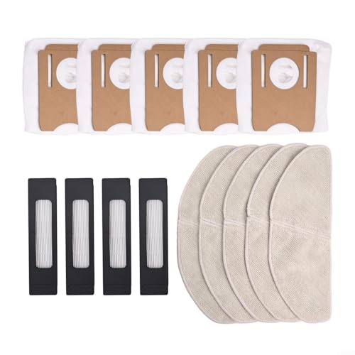 Juego de trapo y bolsa de polvo de repuesto para ThinkAir RV50 Pro para S8 Plus CLIEN T24 compatible con robot aspirador Midea, 14 piezas