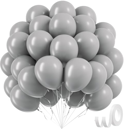 Image of Gray Balloons 12 inch, Grey Latex 50pcs Party Balloons