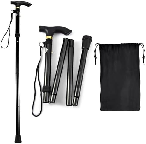 Folding Walking Stick With Strap Ergonomic Handle Balanced Foldable - View #12