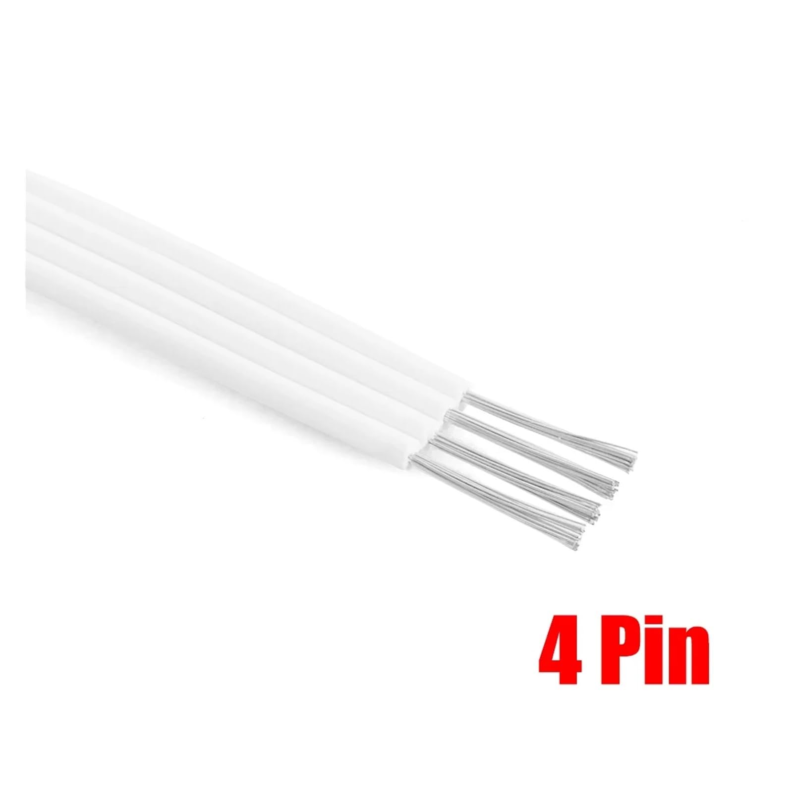 Cable eléctrico de 2, 3, 4 pines, 12V, calibre 18, 20, 22, extensión LED Flexible for conector tira RGB 3528 5050 WS2811 WS2812B(4Pin White,10m,20 AWG)