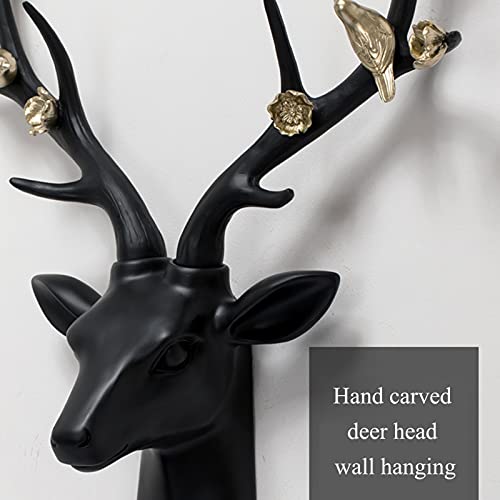 Sculpture Deer Head Wall Mount,Large Artificial Stags Head Deer Antlers Wall Decor,Faux Taxidermy Resin Wall Animal Head,Home Bedroom Corridor Deer Head Wall Decoration #TOP2