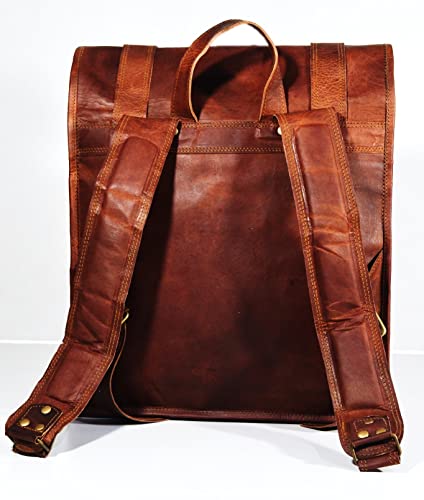 Urban Dezire Men's Leather Vintage Roll On Laptop Backpack Rucksack Knapsack College Bag #TOP3