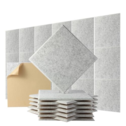Acoustic Wall Panels - Noise Cancelling Tiles for Home Studio & Office - Quality Sound Proofing - Sound Proof Foam Panels For Walls - Easy to Install Insulation Tiles - 18 Pack (Gray)