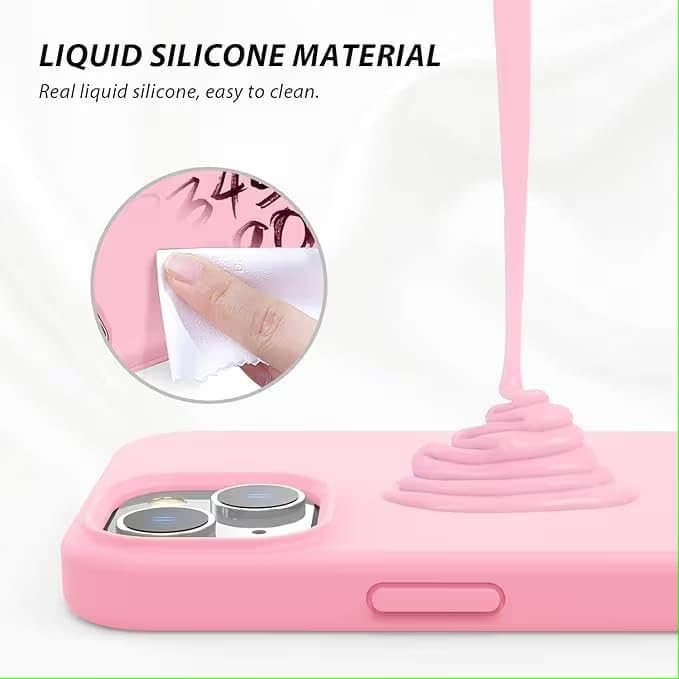 Image of Silicone Case compitable for iPhone 15, Light Blue Protective Cover with Camera Protection Smooth and Soft (Pink)
