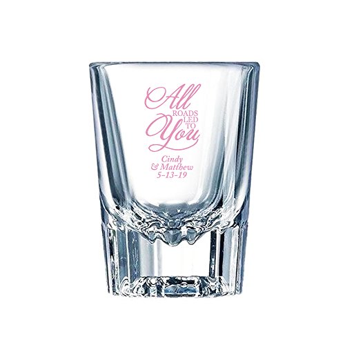 Vasos de vidrio para shots personalizados color rosa, pack de 48
