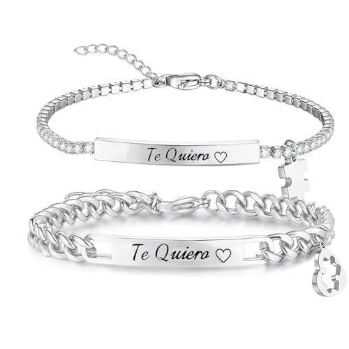 Lwkeay Pulseras para Parejas，Pulsera Te Quiero Regalo aniversario Pareja