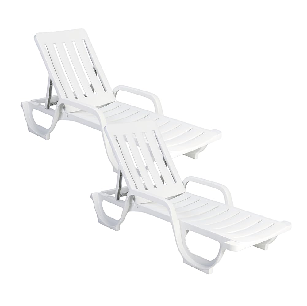 Pack 2 Tumbonas Plegables con Reposabrazos y Reclinable en 4 Posiciones. Hamaca Modelo Malibú, Reclinable y Resistente para Playa, Piscina o Jardín.