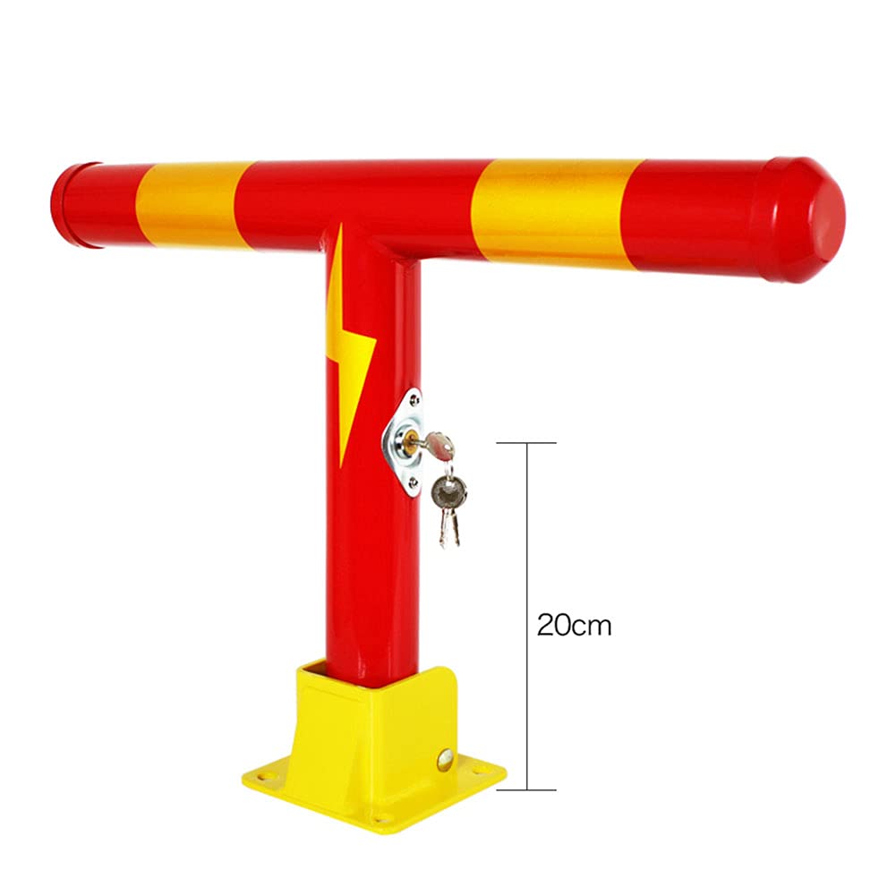 Bolardo de bloqueo de espacio de estacionamiento de automóviles Amarillo y Rojo, Forma de T, Barrera de estacionamiento de Acero Resistente plegable, Interceptor de carril de Barrera de seguridad de