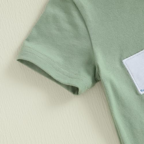 CIYCUIT Toddler Baby Boy Clothes Embroidered Print T-Shirt and Striped Shorts 2 Piece Outfit Set3