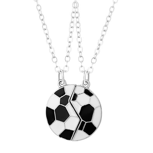 Soccer Best Friends Necklace Cute Cartoon Football Pendant Friendship Matching BFF Necklaces for 2 Adjustable Chain Sport Ball Charm Set Christmas Birthday Graduation Bestie Fan Player Women Daughter Gifts Jewelry