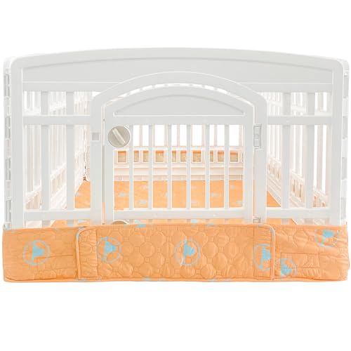 PJYuCien Dog Playpen Bottom Pad Fits for 36 Inch 4 Panels Exercise Pet Pen, Using as a Fence Stabilization and Puppy Pen Mat, Hoop and Loop Design, Orange (Playpen Not Included)