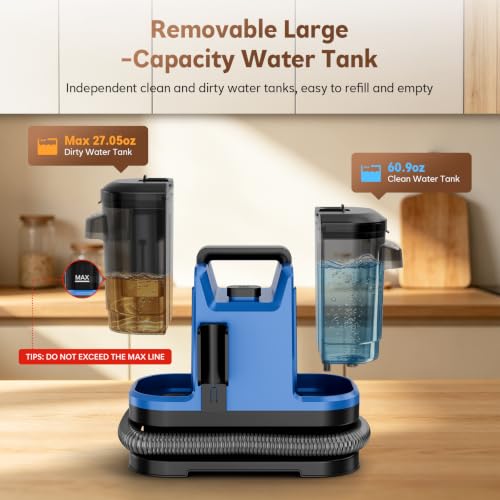 Image of Portable Carpet Cleaner Machine, 19kPa Fabric Spot Cleaner Machine | Handheld Upholstery Cleaner Deep Cleaning for Furniture, Pet Stains, Couch, Rug, Car, Mattress, Seat, Blue