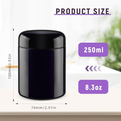3 Pcs 250ml/8.3oz Black Glass Jars Empty Round Glass Containers for Coffee Powder Slime Makeup Cream Lotion Cosmetic2