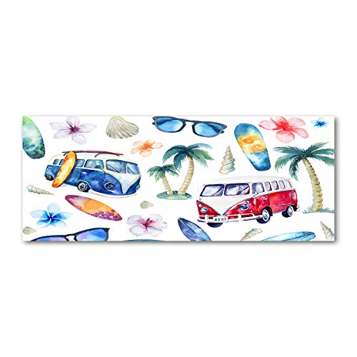 Fond de hotte verre multicolore 125x50cm pour une cuisine moderne au style surf et sport