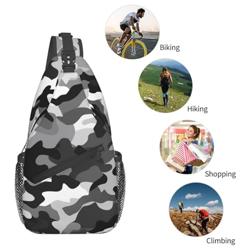 Bolso cruzado estilo camuflaje negro y blanco para hombres y mujeres miniatura 6
