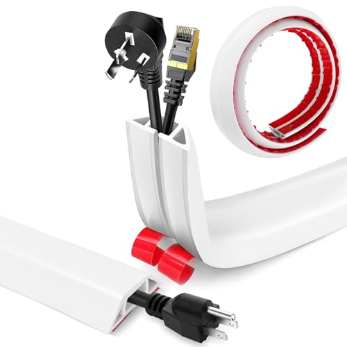 Canalina Passacavi Pavimento Autoadesivo PVC Flessibile Calpestabile Nascondi Cavi Copricavi per Cavi Tutti i Cavi di Alimentazione a Casa Uffici Bianco 4cm x 1m