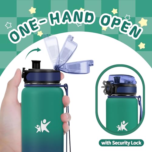 KollyKolla Trinkflasche Edelstahl 500ml, Thermosflasche, BPA-Frei Isolierflasche, Auslaufsicher Thermoskanne, Wasserflasche für Kinder, Schule, Sport, Sprudel, Fitness, Outdoor, Camping