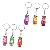 Holibanna 6stücke Matryoshka Schlüsselanhänger Kreative Russische Puppen Als Dekorative Taschenanhänger Stilvolle Cartoon Designs Für Und Partys Zufällige Stile