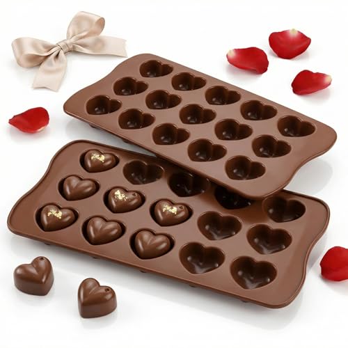 Moule Silicone Coeur, 2 pièces Moule Coeur Silicone, Moule Chocolat, Moule Silicone Chocolat, Silicone En Forme De Coeur Moule De Cuisson, pour Chocolat,...
