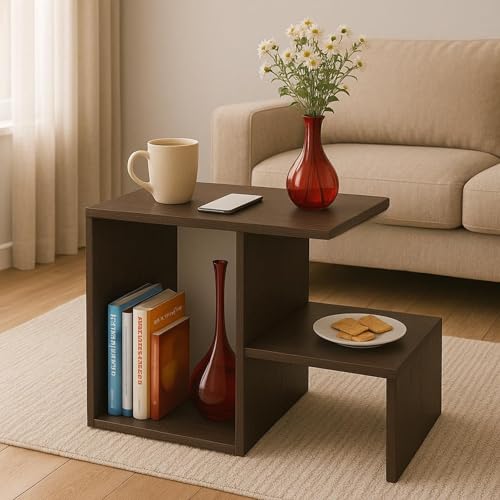 Image of ESTANTERIA Coffee Table for Living Room Wooden Engineering Wood Center Tea Table Strong & Durable Space Saving Furniture with Storage for Bedroom Modern Design Furniture Home Decor (Defaite)
