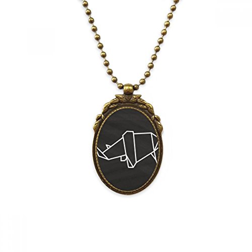 Pendentif Rhinocéros Origami en Laiton Antique Idée Cadeau Homme