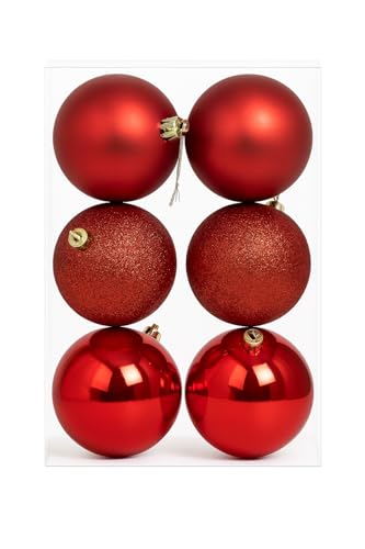 Christmas Baubles Christmas Tree Decorations Shatterproof Hanging Balls Sets Ornament Balls With Hooks For Xmas Tree Holidays Home Xmas Party Decoration Home Décor Red 4cm (6 Pcs)