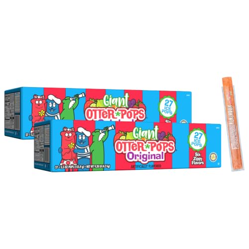 Otter Pops, Giant Original 5.5oz, 27 Ice Pops, Six Zippy Flavors,Gluten free (Pack of 2)