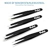 Pefei Tweezers Set - Professional Stainless Steel Tweezers for Eyebrows - Great Precision for Facial Hair, Splinter and Ingrown Hair Removal (Black) #4