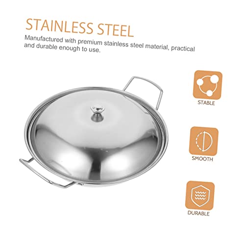 Wok de acero inoxidable con doble asa y tapa miniatura 6