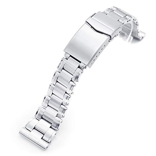 22mm Metabind 316L Stainless Steel Watch Bracelet Straight End, Brushed V-Clasp