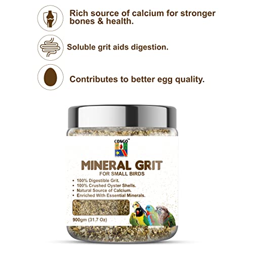 CONGO - NATURAL PARROT TREAT Mineral Grit For Healthy Bird Digestive System For Budgies,Lovebirds,Cockatiel And Other Small Birds (900 Gm),Seed