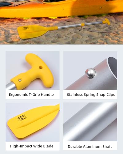 OCEANBROAD Telescoping Emergency Paddle 26''-54'' Collapsible Paddles Aluminium Shaft for Kayaking Boating Canoeing River Tubing, Yellow, 4 Paddles - Thumbnail 6