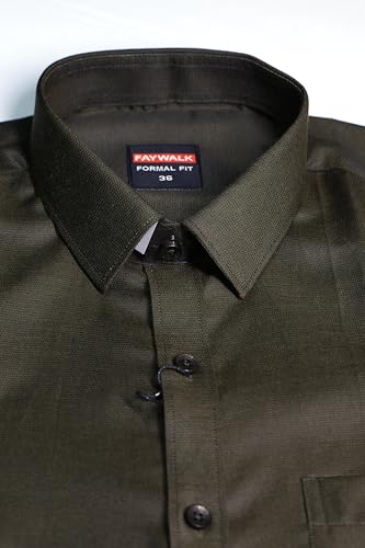 Image of Cotton Blend Formal Shirt for Men | Full Sleeve, Regular Fit, Button Down, Palin & Stylish Collared Neck | Breathable Lightweight Fabric for Office, College Meetings & Gathering