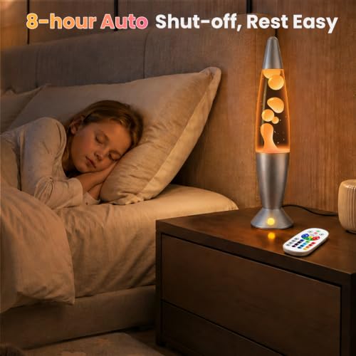 Image of 13.5 Inch Small LED Liquid Motion Lamps 17 Colors Color Changing Table Lamp for Kids Adults Bedroom Decor, Silver Blue Green Pink Relax Night Light Sensory Mood Nightlight with 8H Timing