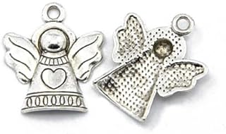 Antique Silver Tibetan Zinc Angel Charms 21mm Pack of 20 - Perfect for Jewellery Making & Gift Giving