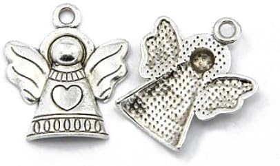Antique Silver Tibetan Zinc Angel Charms 21mm Pack of 20 - Perfect for Jewellery Making & Gift Giving