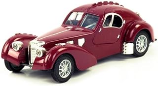 Metal Alloy Diecast 1:28 Scale with Battery Light Sound Pull Back Model Vehicle Car Metal Toy for Kids (Burgundy)