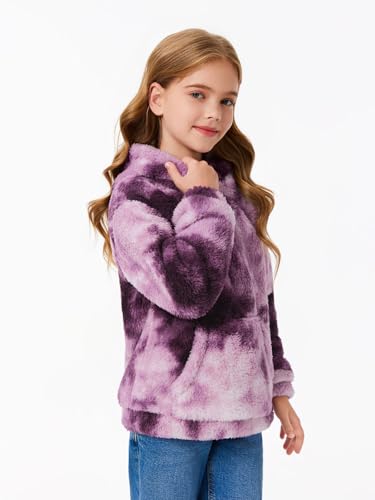 Image of Makkrom Boys Girls Sherpa Fleece Hoodies Pullover Sweatshirts with Pockets | Fuzzy Soft, Cozy Warm, Kids Hoodie Outfits, Kangaroo Pocket, Solid, Tie-Dye, Casual, Loose, Toddler, little Kid, Big Kid