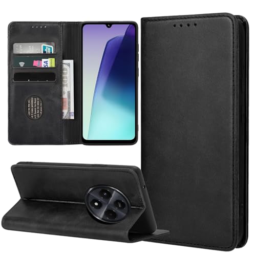 ZYIMOU Funda para Xiaomi Redmi 14C / Poco C75, Funda Tapa Libro Movil Carcasa Xiaomi Redmi 14C / Poco C75 PU Cuero,[Protección Completa] [Ranura Tarjeta] [Función Soporte], Negro