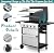 GRILL DEPOTS 4-Burner Propane Gas Grill Griddle Combo – 40,000 BTU BBQ Grill with Lid, Stainless Steel Plancha & Cast Iron Cooking Grids, Foldable Side Tables – Outdoor Backyard