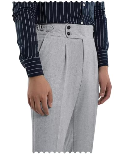 Men's Casual Linen Pants Beach Summer Classic Gurkha Pants Lightweight Linen Trousers