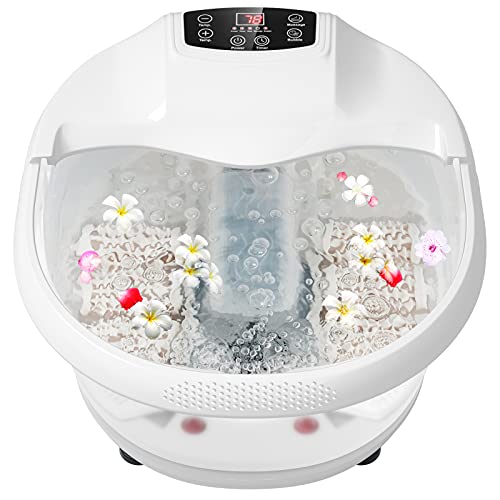 WELLHUT Foot Spa Bath Massager with Heat Foot Bath Massager, ETL/UL Approved Footbath w/Motorized Massage Rollers, Bubbles, Foot Massage, LED Temp.&Timer Pedicure Soak Tub for Pain Relief, White