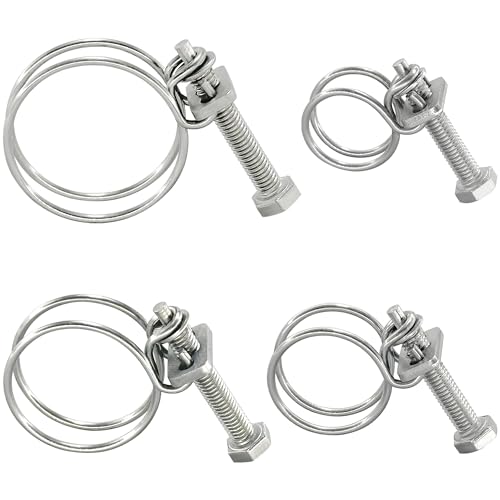 12 PCS Adjustable Double Wire Hose Clamps,304 Stainless Steel Hose Clips