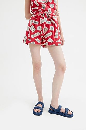 Short en popeline de coton respirant et fluide au motif géométrique unique