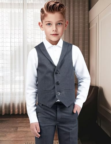 Boys' Formal Suit Vest Kids Vest with Adjustable Back Strap Boys Dress Vest Waistcoat3