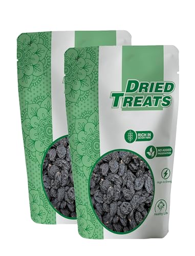Image of Dried Treats Dried Fruits Nuts And Seeds (Black Raisins /Kail Kishmish, 400Gram (2X200Gram))