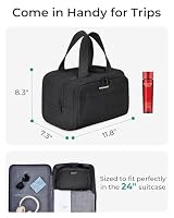 BAGSMART Travel Toiletry Bag, Lightweight Large Wide-open Travel Bag for Women, Puffy Cosmetic Makeup Bag Organizer with Handle for Accessories,Essentials, Toiletries, Black — image 5