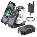 3 in 1 Wireless Charging Station for Apple,Foldable Magnetic Wireless Charger,15W Fast for MagSafe Charger Stand for iPhone 17/16/15/14/13,for Apple Watch,for AirPods