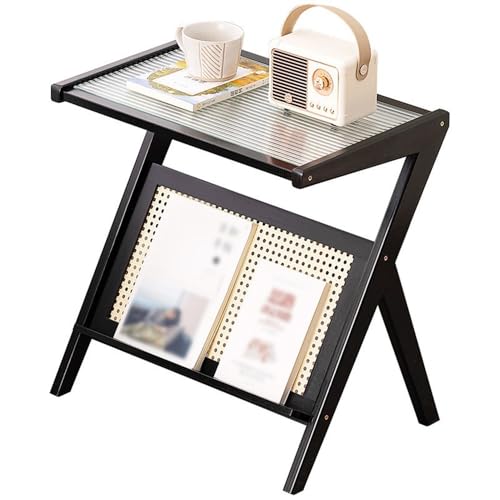 ZIGUIhsou-11 Mesa de Centro Mesa de Centro pequeña con Almacenamiento, estación de té móvil for Salas de Estar, diseño Moderno y Minimalista for Juegos de té y Servicio Mesas auxiliares(Negro,55cm)